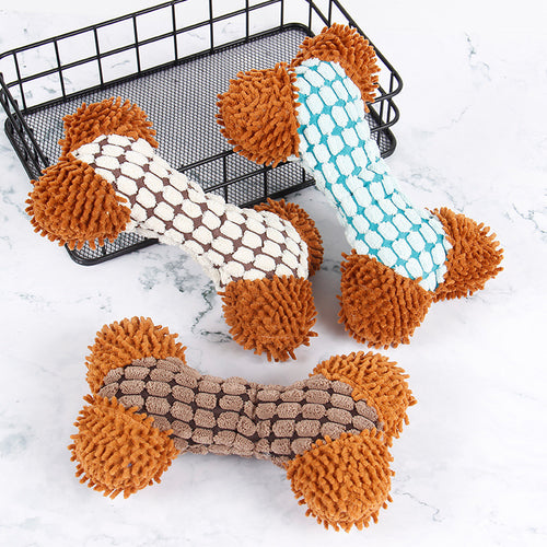 Bite-Resistant Plush Dog Toy - Carpet Bone Design